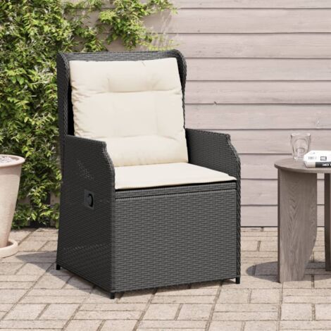 Gartensessel mit Kissen 2 Stk. Verstellbar Schwarz Poly Rattan vidaXL (1/5)