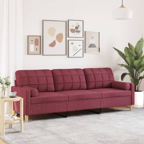 Sofa 3-Sitzer mit Zierkissen Weinrot 210 cm Stoff vidaXL (1/5)