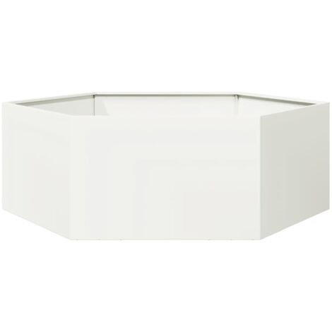 Pflanzkübel Weiß Sechseckig 138x120x45 Stahl vidaXL