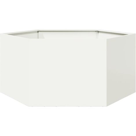 Pflanzkübel Weiß Sechseckig 104x90x45 Stahl vidaXL