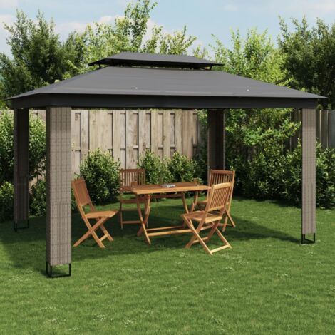 Pavillon mit Doppeldach Anthrazit 3,94x2,96 m Stahl vidaXL (1/5)