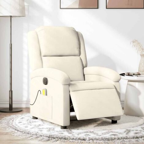 vidaXL Elektrischer Massage-Sessel mit Neigungsfunktion in Creme Velours