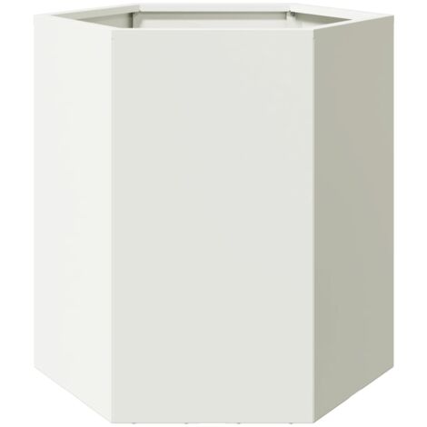 Pflanzkübel Weiß Sechseckig 46x40x45 Stahl vidaXL952618