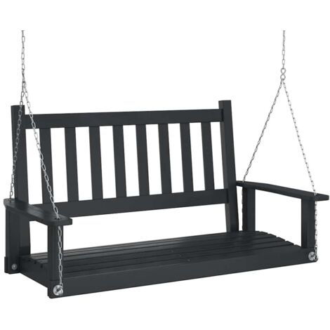 Hollywoodschaukel mit Metallketten Schwarz Massivholz Tanne vidaXL