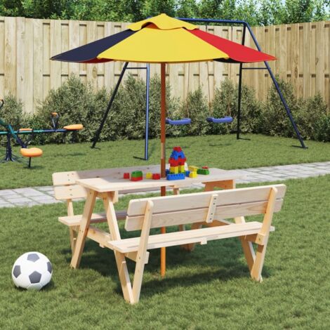 Sonnenschirm für Kinder mit Holzmast Ø120x140 cm vidaXL