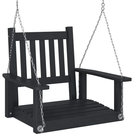 Garten-Hängestuhl mit Metallketten Schwarz Massivholz Tanne vidaXL