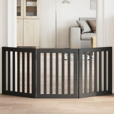 3-tlg. Hundetor Faltbar Schwarz 150 cm Pappelholz vidaXL