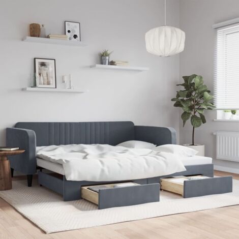 Tagesbett Ausziehbar mit Schubladen Dunkelgrau 100x200 cm Samt vidaXL (1/5)