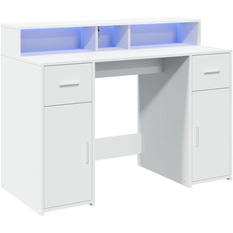 LED-Schreibtisch Weiß 120x55x91 cm Holzwerkstoff vidaXL (1/5)