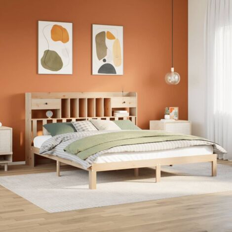 Massivholzbett mit Regal ohne Matratze 180x200 cm Kiefer vidaXL (1/5)