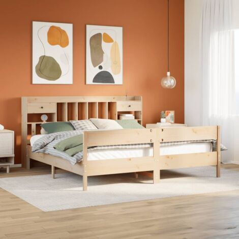 Massivholzbett mit Regal ohne Matratze 180x200 cm Kiefer vidaXL671645 (1/5)