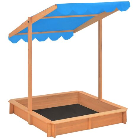 premium.xl Sandkasten mit Verstellbarem Dach Holz Blau UV50 