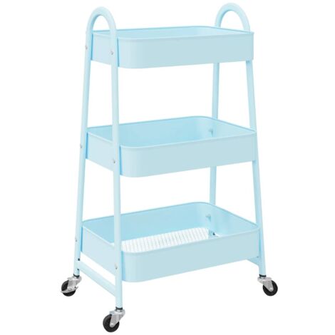 Aufbewahrungswagen 3 Etagen Blau 42x41,5x77 cm Stahl vidaXL (1/5)