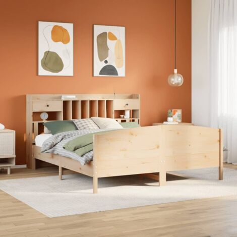 Massivholzbett mit Regal ohne Matratze 180x200 cm Kiefer vidaXL865740 (1/5)