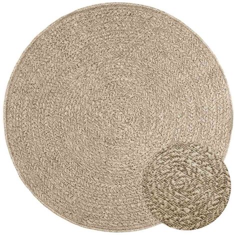 vidaXL Teppich ZIZUR Beige Ø 120 cm Jute-Optik Indoor und Outdoor