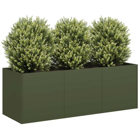 Pflanzkübel Olivgrün 120x40x40 cm Kaltgewalzter Stahl vidaXL (1/5)