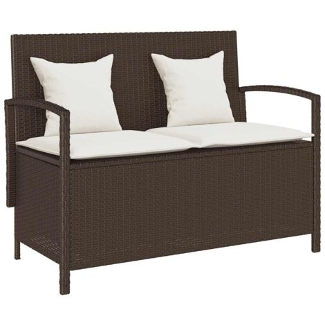 Gartenbank mit Stauraum und Kissen Braun Poly Rattan vidaXL (1/5)