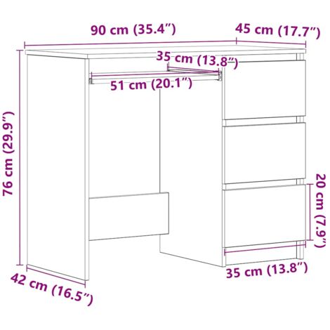 Schreibtisch Schwarz Eichen-Optik 90x45x76 cm Holzwerkstoff vidaXL