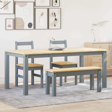 4-tlg. Essgruppe Panama Grau Massivholz Kiefer vidaXL