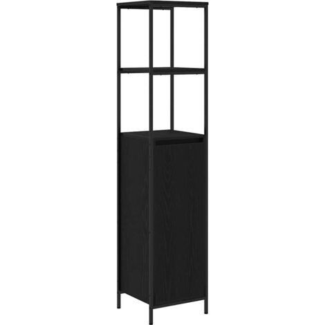 vidaXL Badschrank mit Regalen Schwarz Eichen-Optik 36x35x165 cm (1/5)