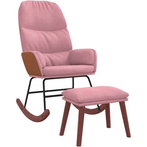 Schaukelstuhl mit Fußhocker Rosa Samt vidaXL