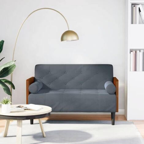 Zweisitzer-Sofa mit Nackenrollen Dunkelgrau 110 cm Samt vidaXL
