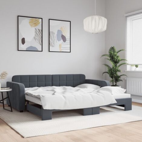 Tagesbett Ausziehbar Dunkelgrau 90x190 cm Samt vidaXL (1/5)