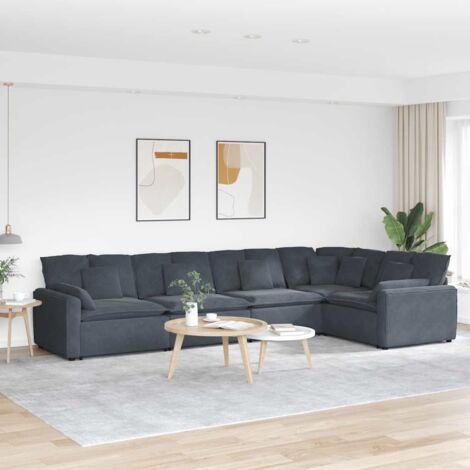 Modulares Sofa mit Kissen Samt Dunkelgrau vidaXL