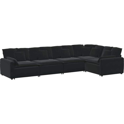 Modulares Sofa mit Kissen Samt Schwarz vidaXL