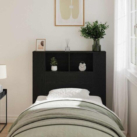 Kopfteil Schrank Schwarz Eichen-Optik 100 x 19 x 104,5 cm vidaXL