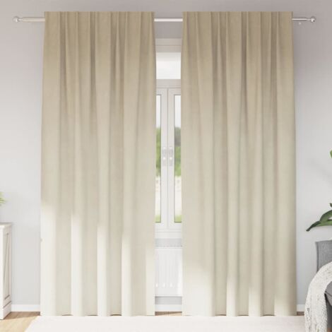 Vorhänge mit Vorhängen 2 pcs Creme 140 x 260 cm Samt vidaXL
