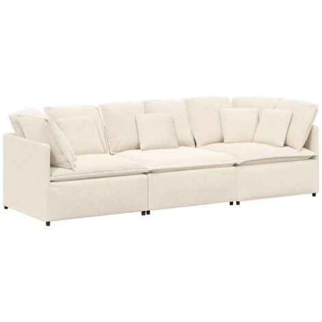 Modulares Sofa mit Kissen Stoff in Lammwolloptik Creme vidaXL (1/5)