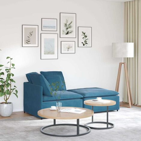 Modulares Sofa mit Fußhocker Kissen Samt Blau vidaXL (1/5)