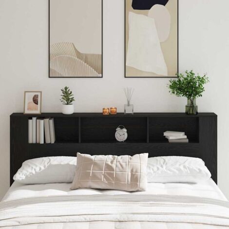 Kopfteil Schrank Schwarz Eichen-Optik 200 x 18,5 x 102,5 cm vidaXL