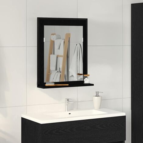 vidaXL Badezimmer Spiegel Schwarz Eiche 50x12x60 cm Holzwerkstoff