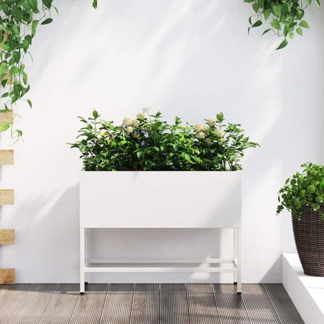 Hochbeet Gartenpflanzer Weiß 60 x 26 x 48 cm Stahl vidaXL