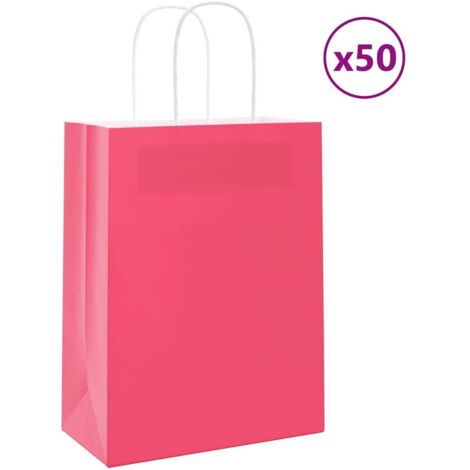 Papiertragetaschen 50 Stk. mit Henkeln Rosa 21x11x28 cm vidaXL