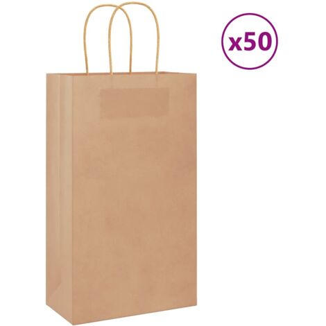 Papiertragetaschen 50 Stk. mit Henkeln Braun 21x11x36 cm vidaXL