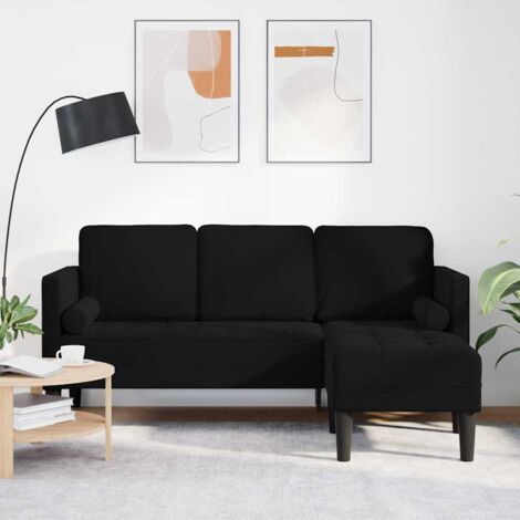 3-Sitzer Sofa mit Chaise L-förmig Schwarz 160 cm Samt vidaXL329189