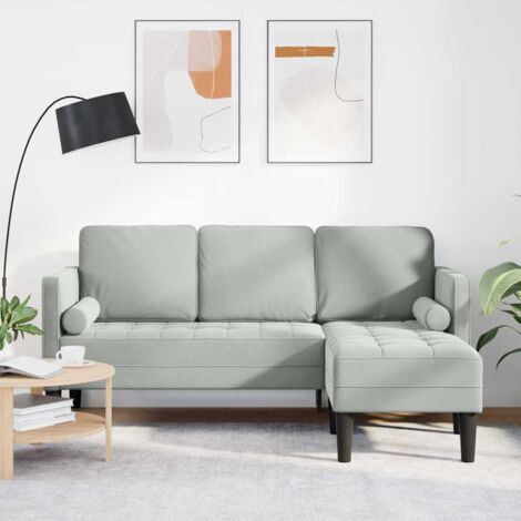 Vidaxl – 3-Sitzer Sofa L-förmig mit Chaise – Hellgrau Samt – 173 x 131 x 67 cm – Bequeme Schaumstofffüllung – Für Wohnzimmer und Leseecken (1/5)