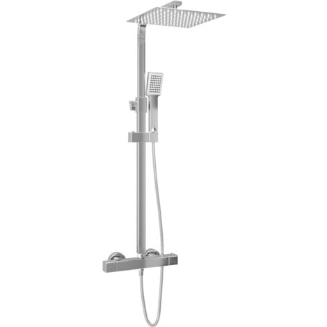 Doppelkopf-Duschset mit Thermostat Edelstahl vidaXL