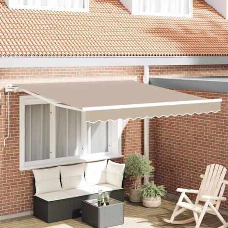 Ausziehbare Markise Beige 350 x 250 cm Stoff und Aluminium vidaXL