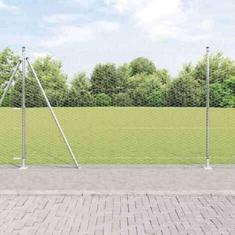 Zaun mit Pfosten Silber 1,6 x 100 m PVC-beschichteter Stahl vidaXL