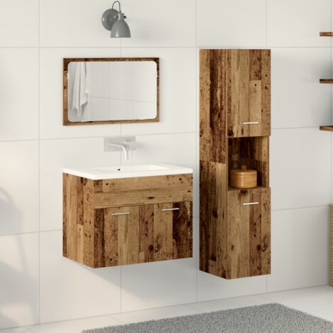 Badezimmermöbel-Set Wandmontiert 3 pcs Altholz Holzwerkstoff vidaXL