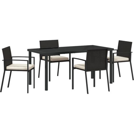 5-teiliges Gartentisch-Set aus schwarzem Polyrattan vidaXL (1/5)