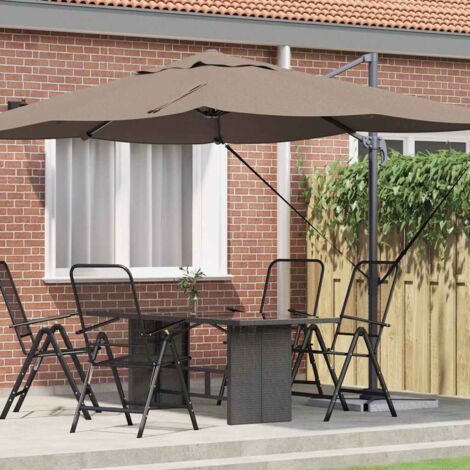 Sonnenschirm Taupe 351 x 250 x 260 cm Polyester und Aluminium vidaXL