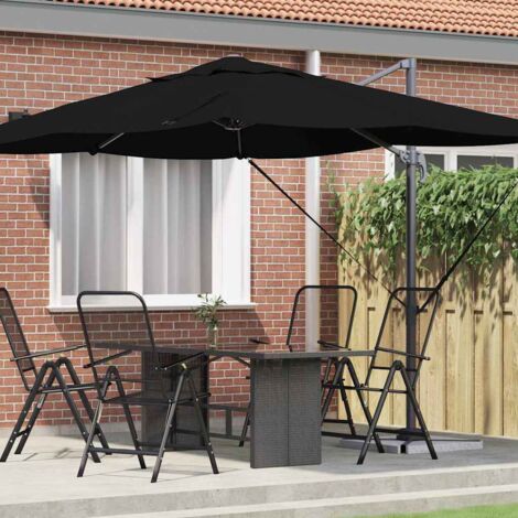 Sonnenschirm Schwarz 351 x 250 x 260 cm Polyester und Aluminium vidaXL