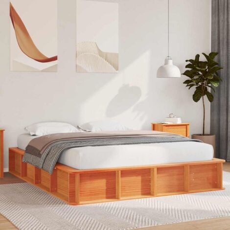 Bettrahmen Wachsbraun 120 x 190 cm Massives Kiefernholz