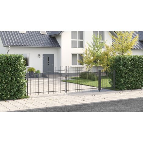 Gartentor mit Schloss Woerden Grau 150 x 500 cm Stahl vidaXL (1/5)