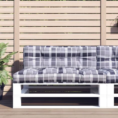 Palettenkissen Grau Karomuster 120x40x12 cm Stoff vidaXL
